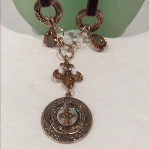 Lk leather pink metal neck